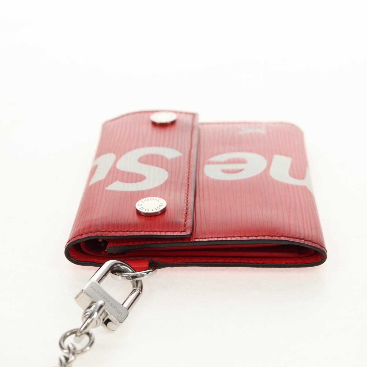 LOUIS VUITTON Epi LV × Supreme Chain Compact Wallet Red M67755 LV Auth 140687M