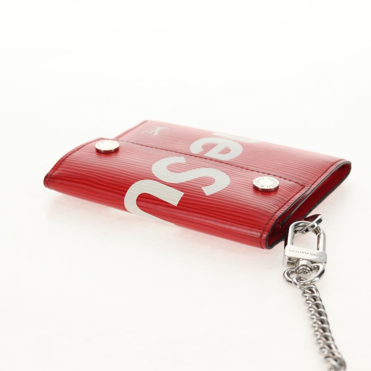 LOUIS VUITTON Epi LV × Supreme Chain Compact Wallet Red M67755 LV Auth 140687M