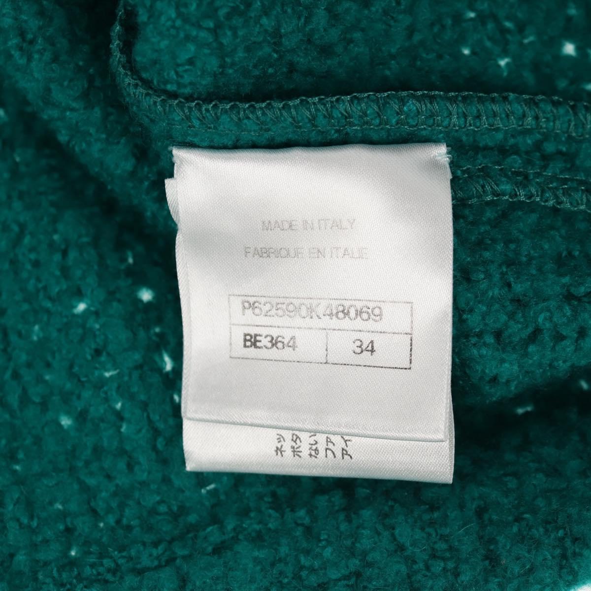 CHANEL Jacket Tweed Green Silver CC Auth 140691M