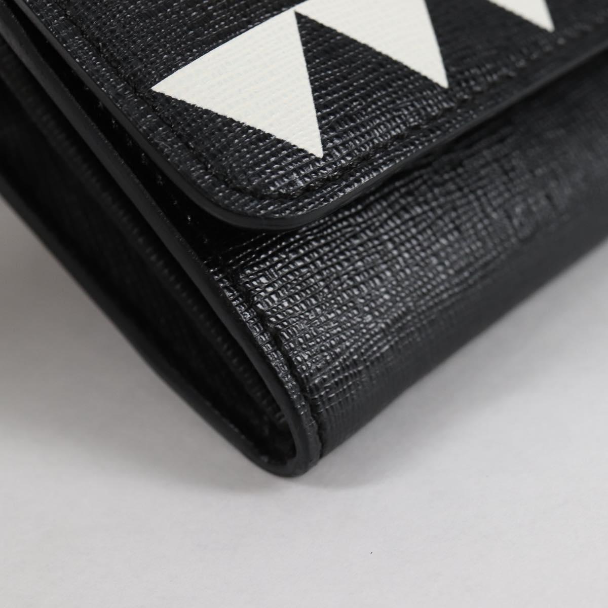 FENDI Chain Long Wallet Leather Black Gold Auth 140694M