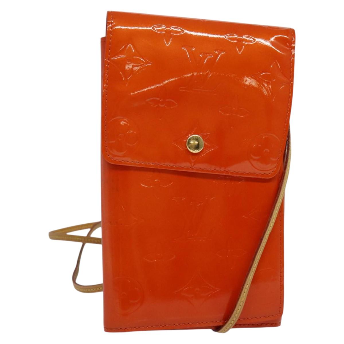 LOUIS VUITTON Monogram Vernis Walker Wallet Orange LV Auth 140710