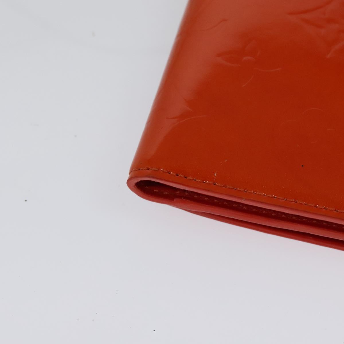 LOUIS VUITTON Monogram Vernis Walker Wallet Orange LV Auth 140710