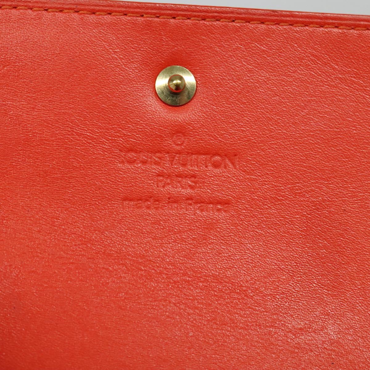 LOUIS VUITTON Monogram Vernis Walker Wallet Orange LV Auth 140710
