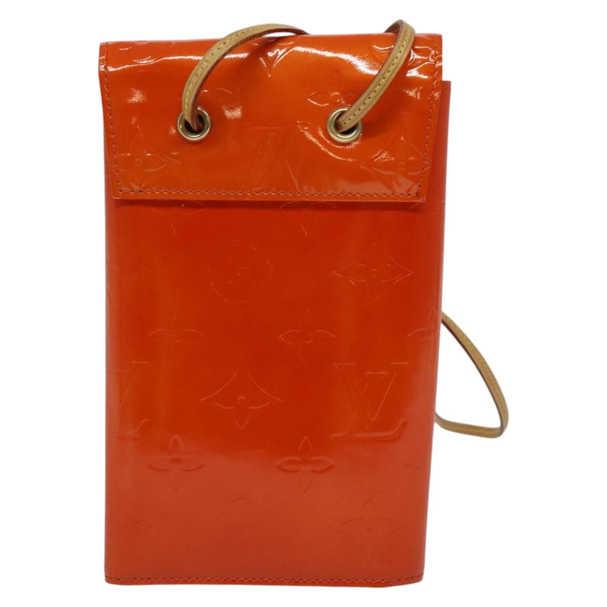 LOUIS VUITTON Monogram Vernis Walker Wallet Orange LV Auth 140710