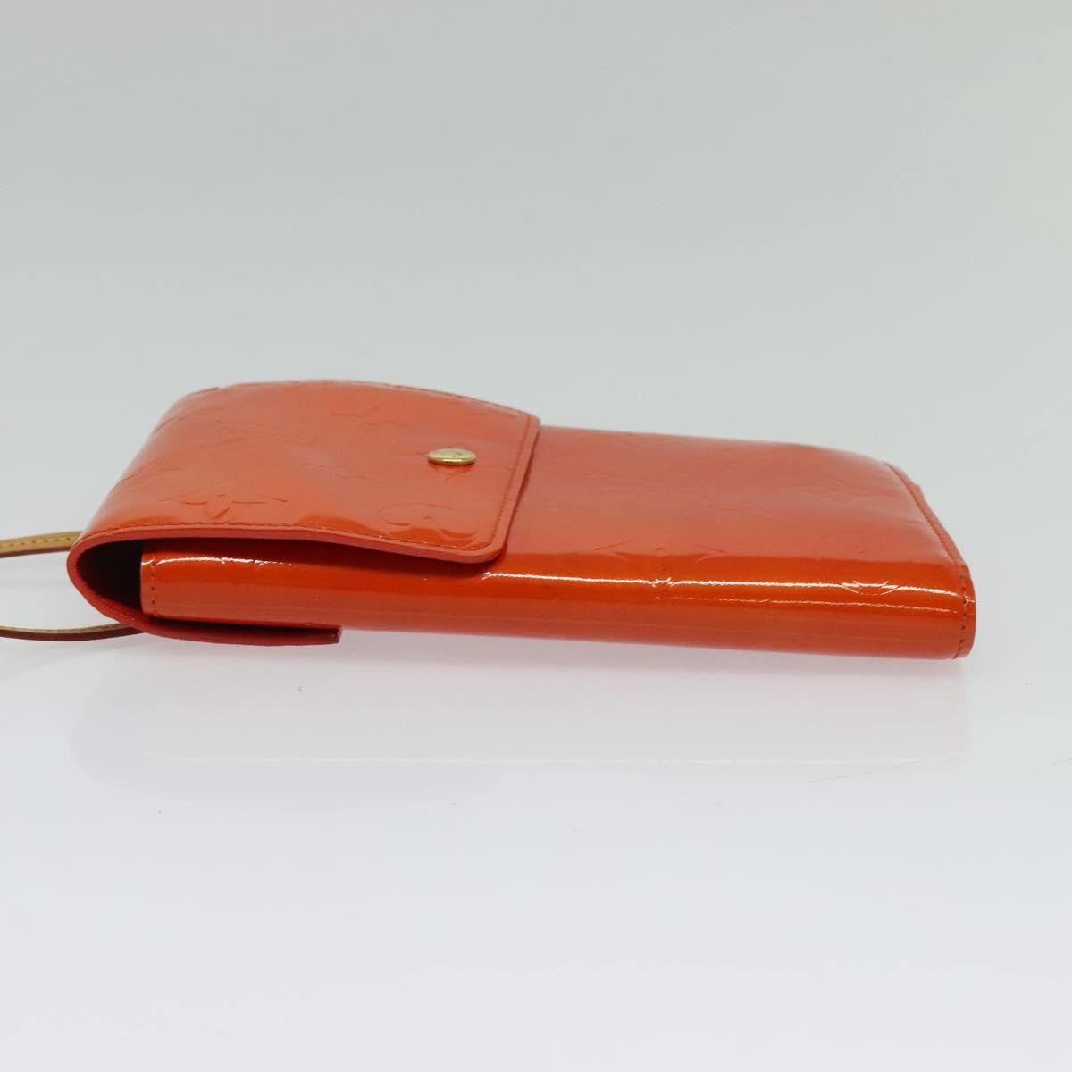 LOUIS VUITTON Monogram Vernis Walker Wallet Orange LV Auth 140710