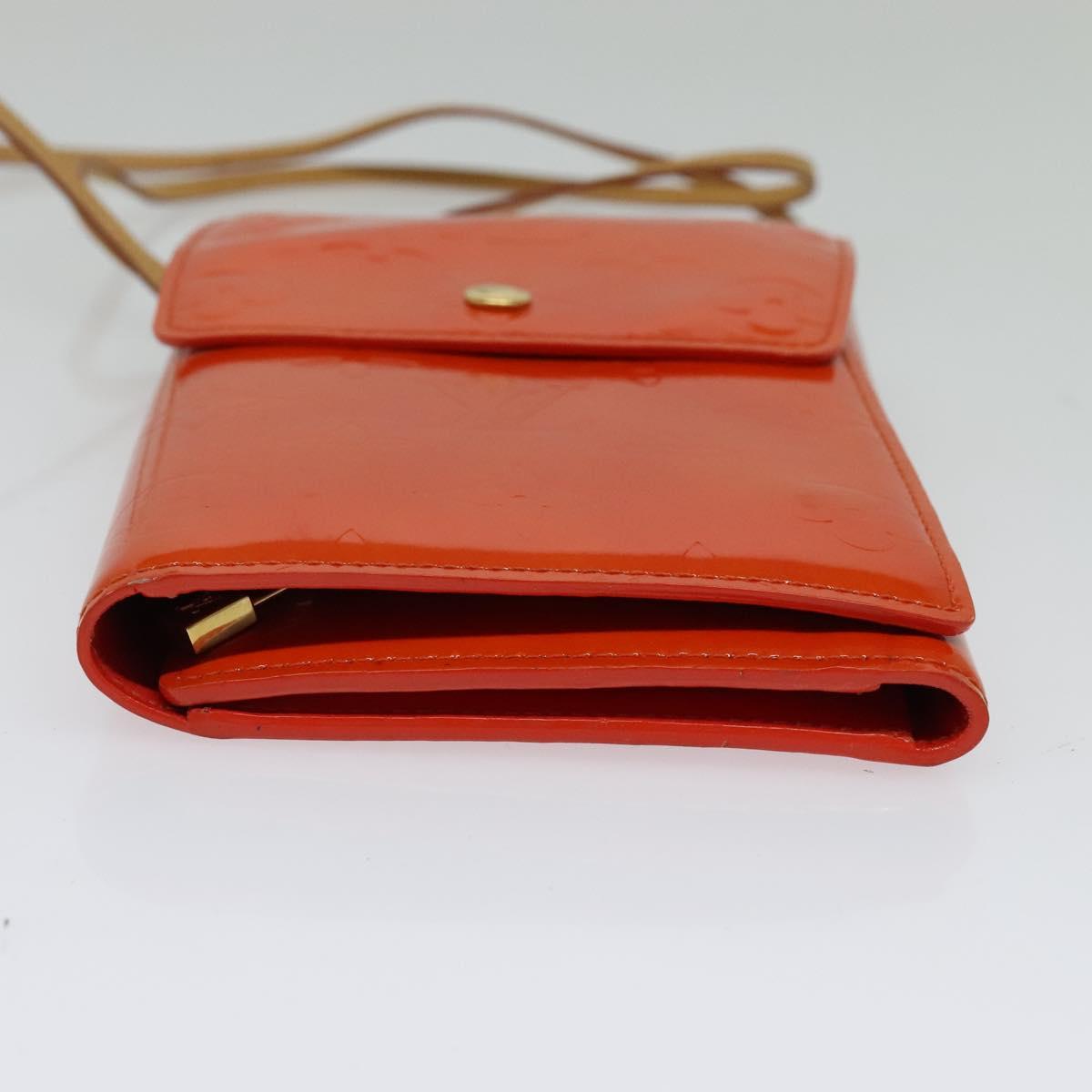 LOUIS VUITTON Monogram Vernis Walker Wallet Orange LV Auth 140710