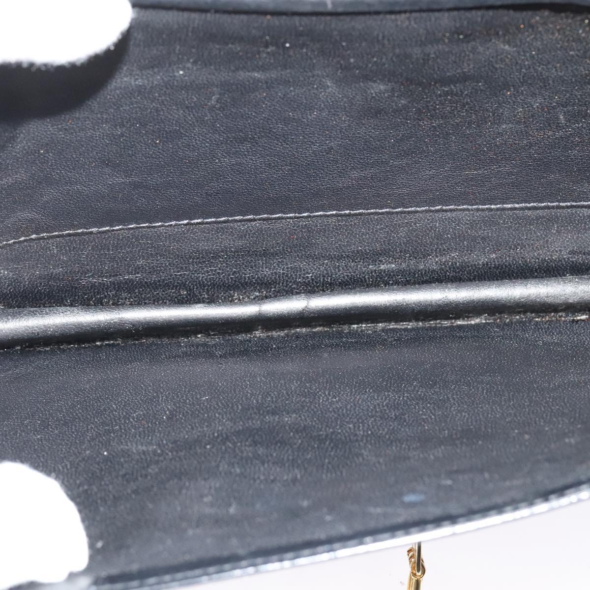 CELINE Shoulder Bag Leather Black Gold Auth 140718