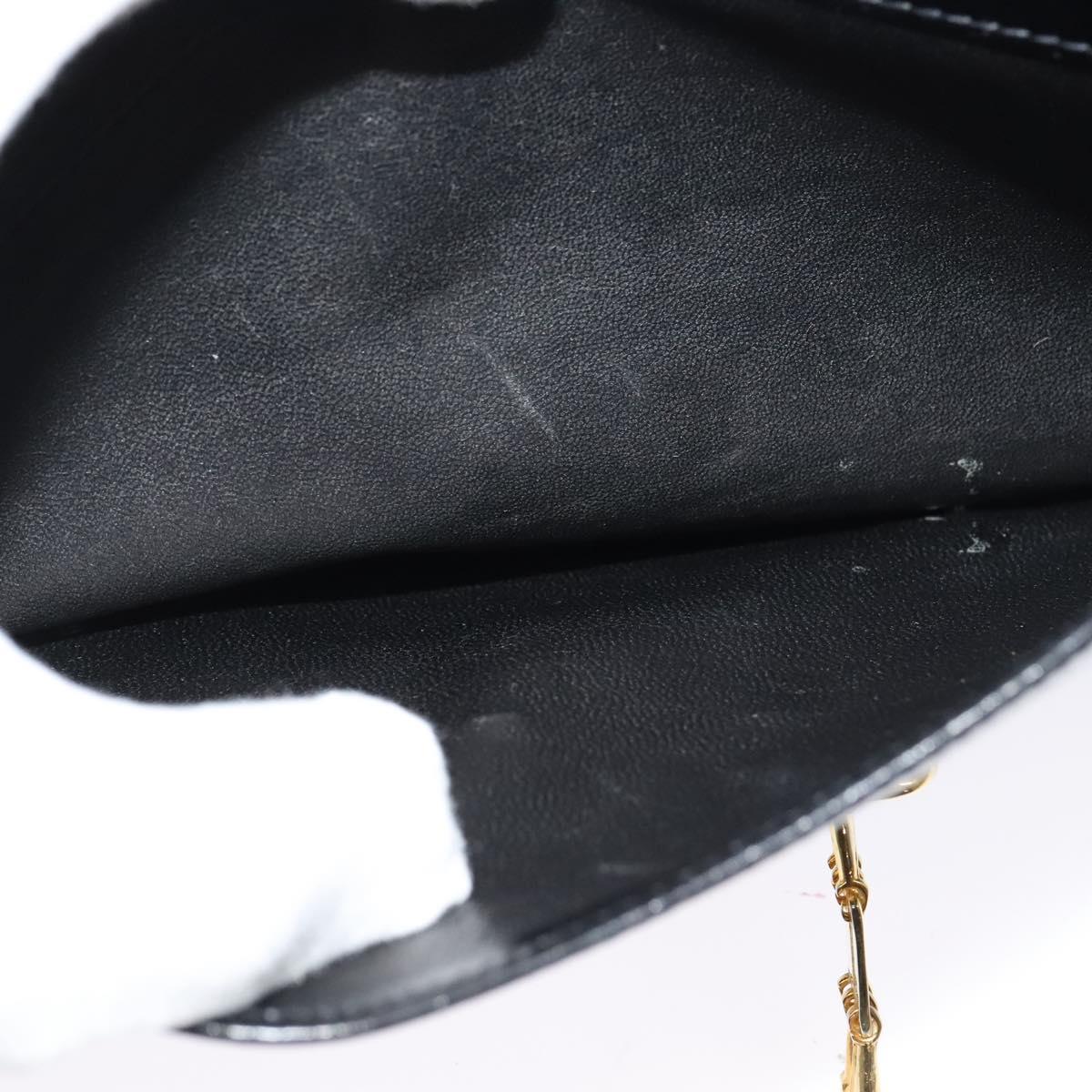 CELINE Shoulder Bag Leather Black Gold Auth 140718