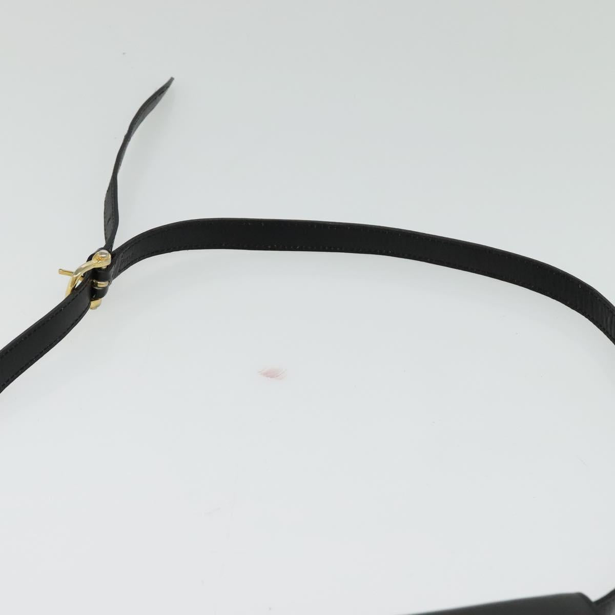 CELINE Shoulder Bag Leather Black Gold Auth 140718