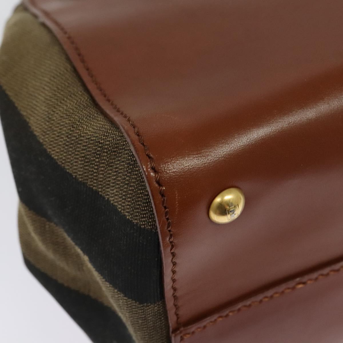 FENDI Pecan Canvas Hand Bag 2way Black Brown Auth 140723