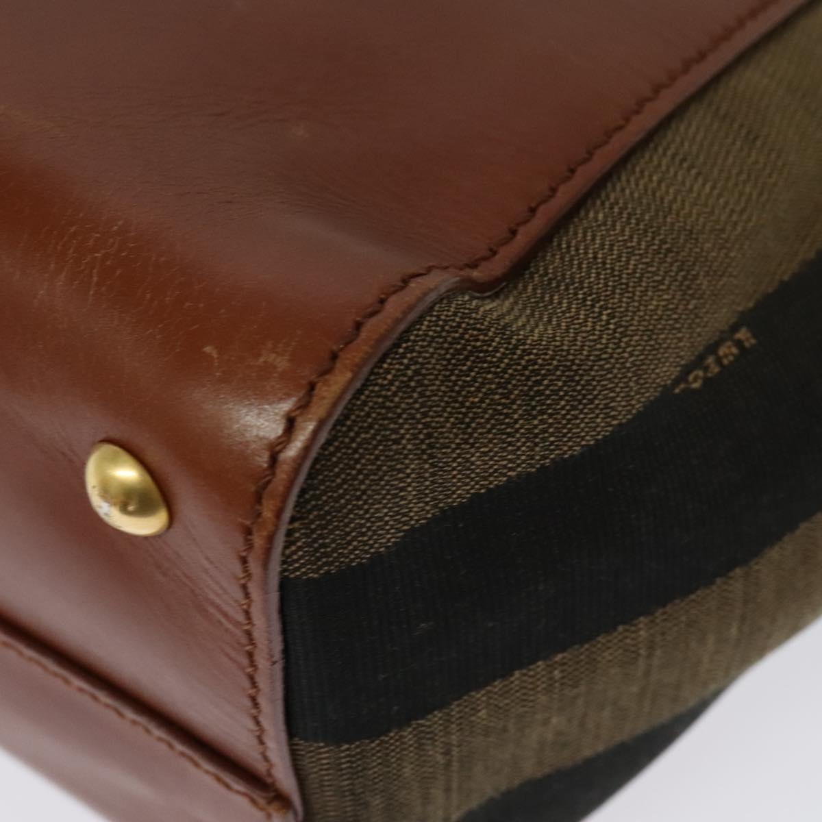 FENDI Pecan Canvas Hand Bag 2way Black Brown Auth 140723
