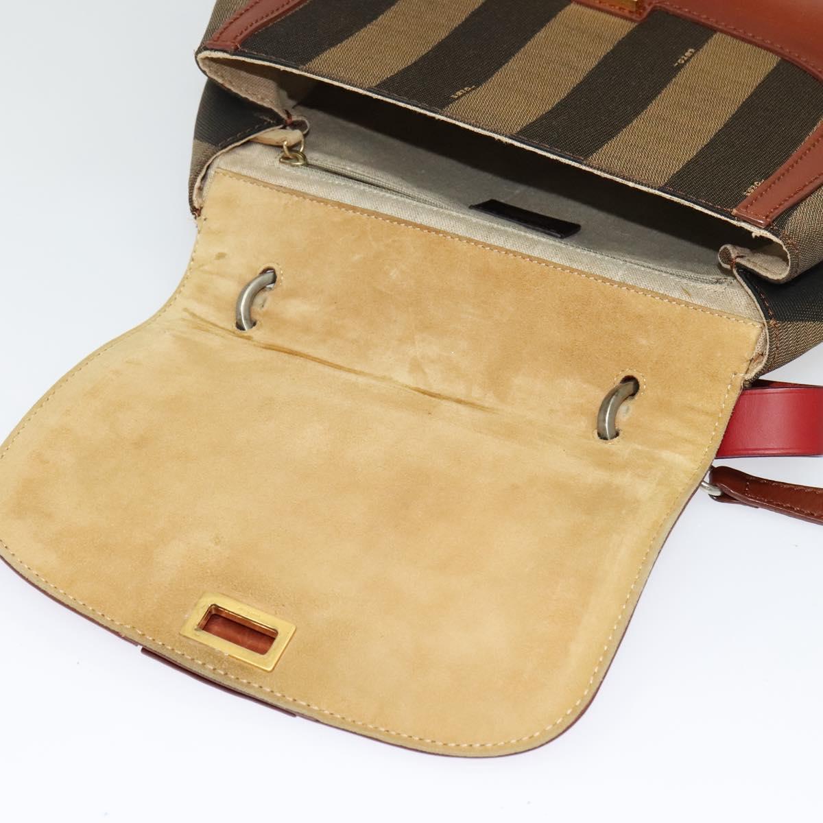 FENDI Pecan Canvas Hand Bag 2way Black Brown Auth 140723