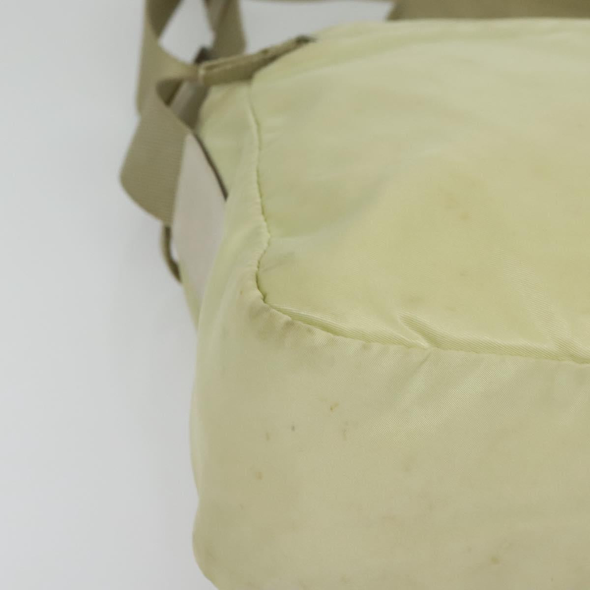 PRADA Shoulder Bag Nylon Beige Silver Auth 140725