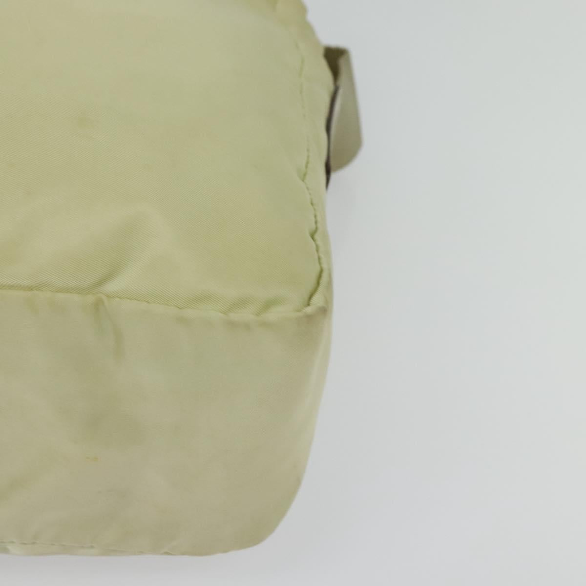 PRADA Shoulder Bag Nylon Beige Silver Auth 140725