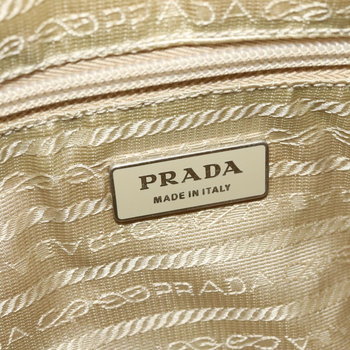 PRADA Shoulder Bag Nylon Beige Silver Auth 140725