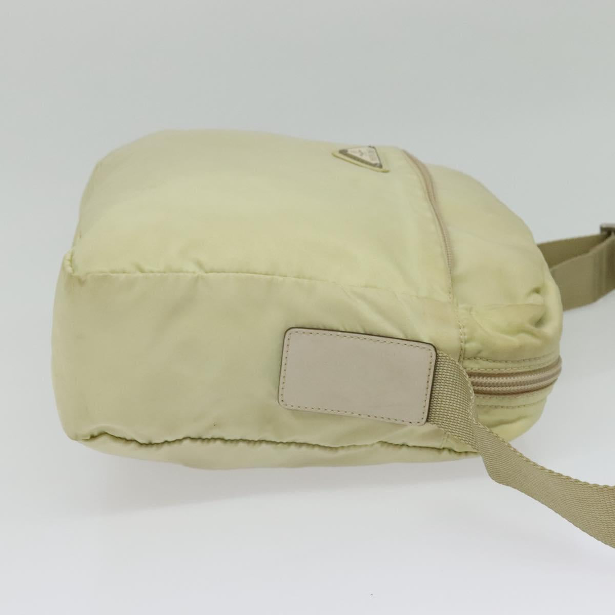 PRADA Shoulder Bag Nylon Beige Silver Auth 140725