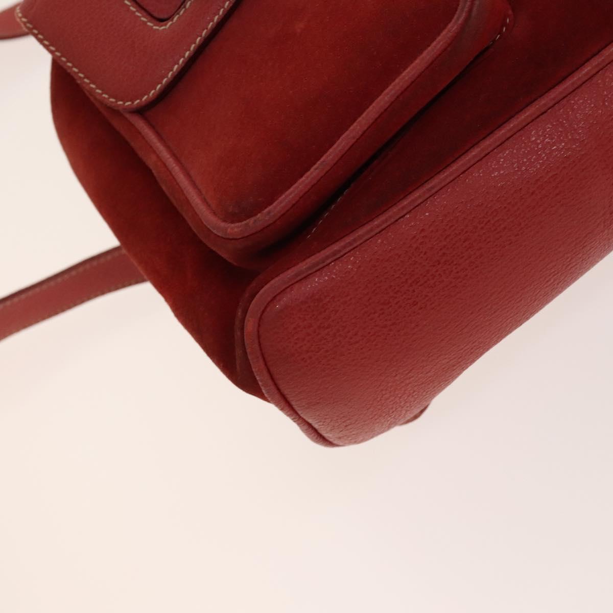 GUCCI Bamboo Backpack Suede Red Gold 003 2058 0016 Auth 140726