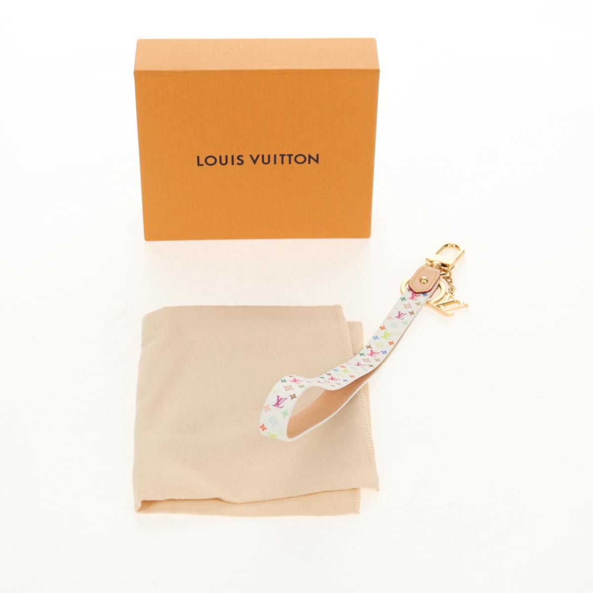 LOUIS VUITTON Multicolor Dragonne XL Key Ring White M02463 LV Auth 140727M