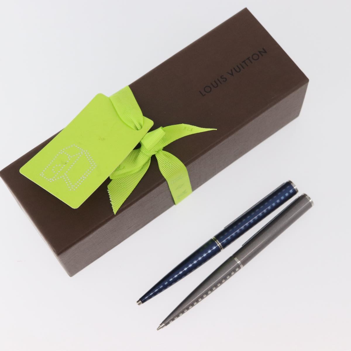 LOUIS VUITTON Jet Rack Set Pen metal Blue Gray LV Auth 140730