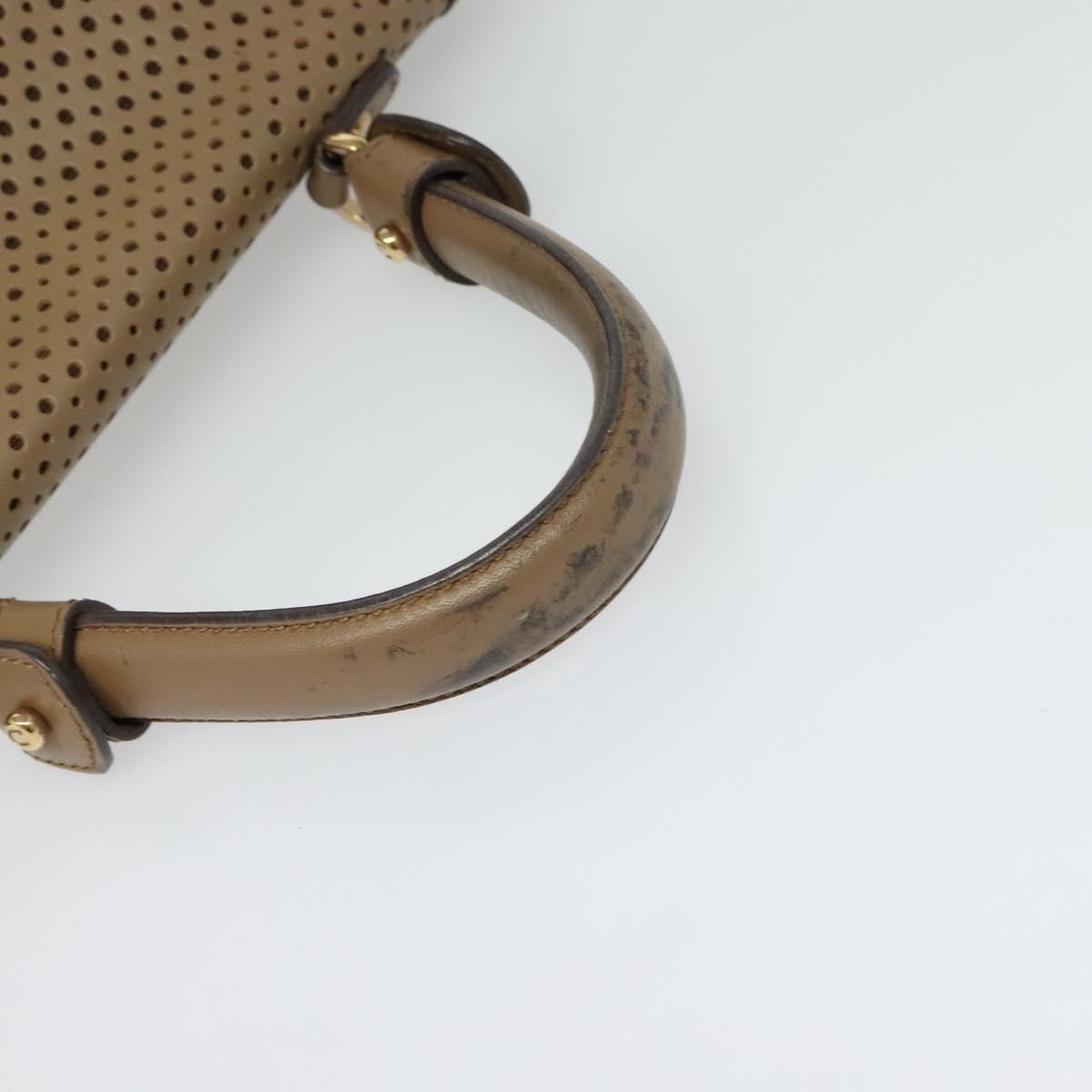 Salvatore Ferragamo Gancini Hand Bag Punching leather Brown Gold Auth 140750