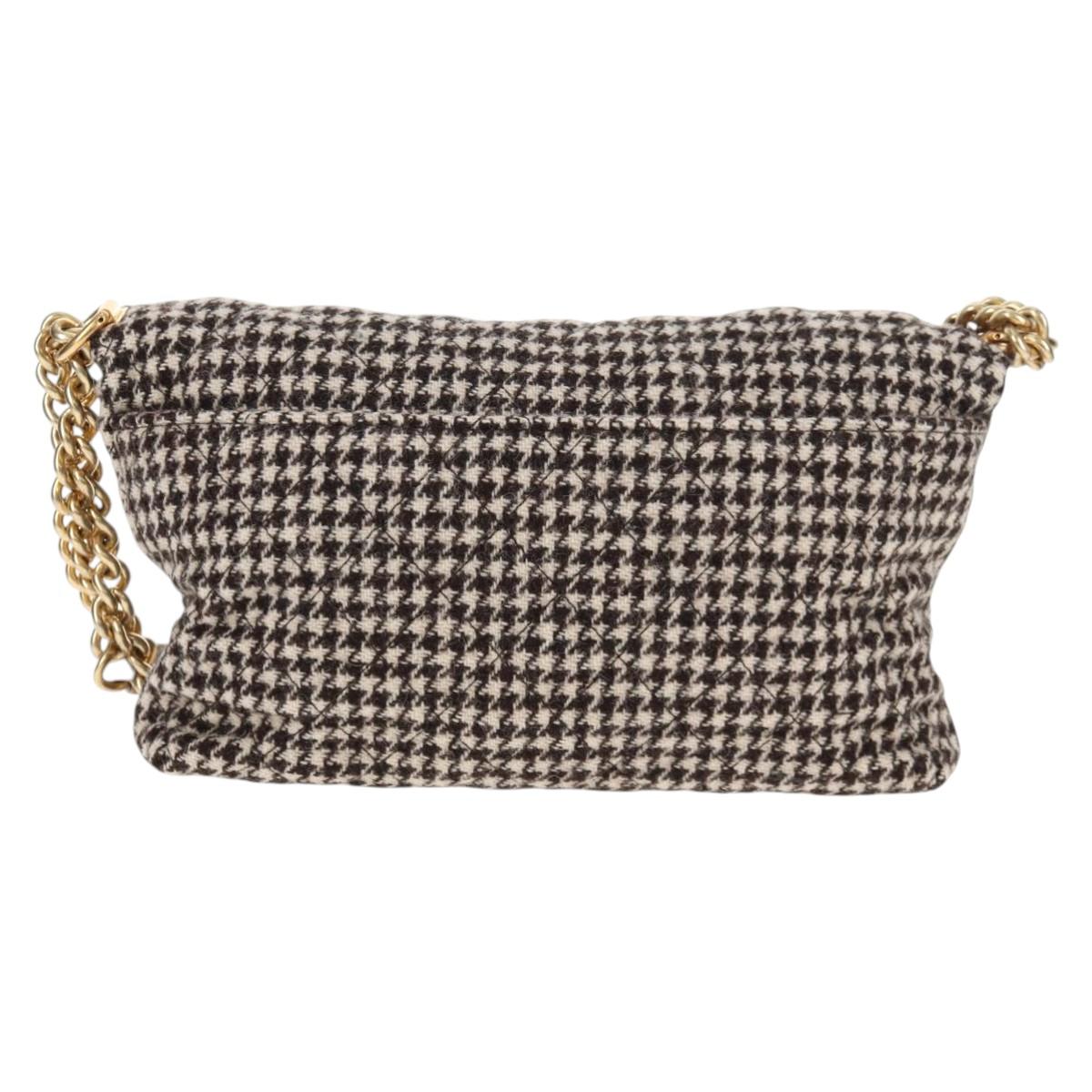 CHANEL Matelasse Chain Shoulder Bag tweed Beige Gold CC Auth 140752V