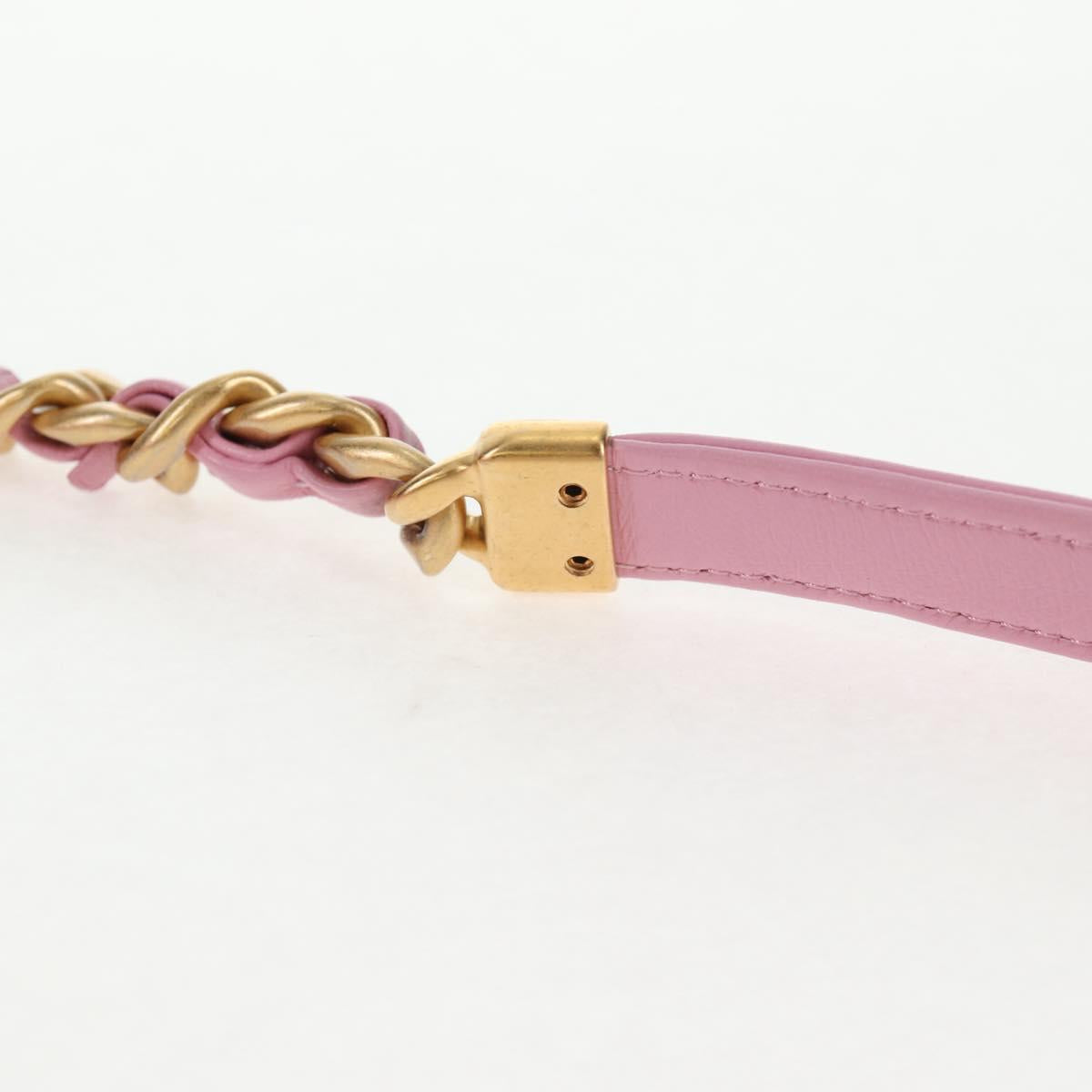 CHANEL Matelasse Chain Shoulder Bag Lamb Skin Pink Gold CC Auth 140756SAM