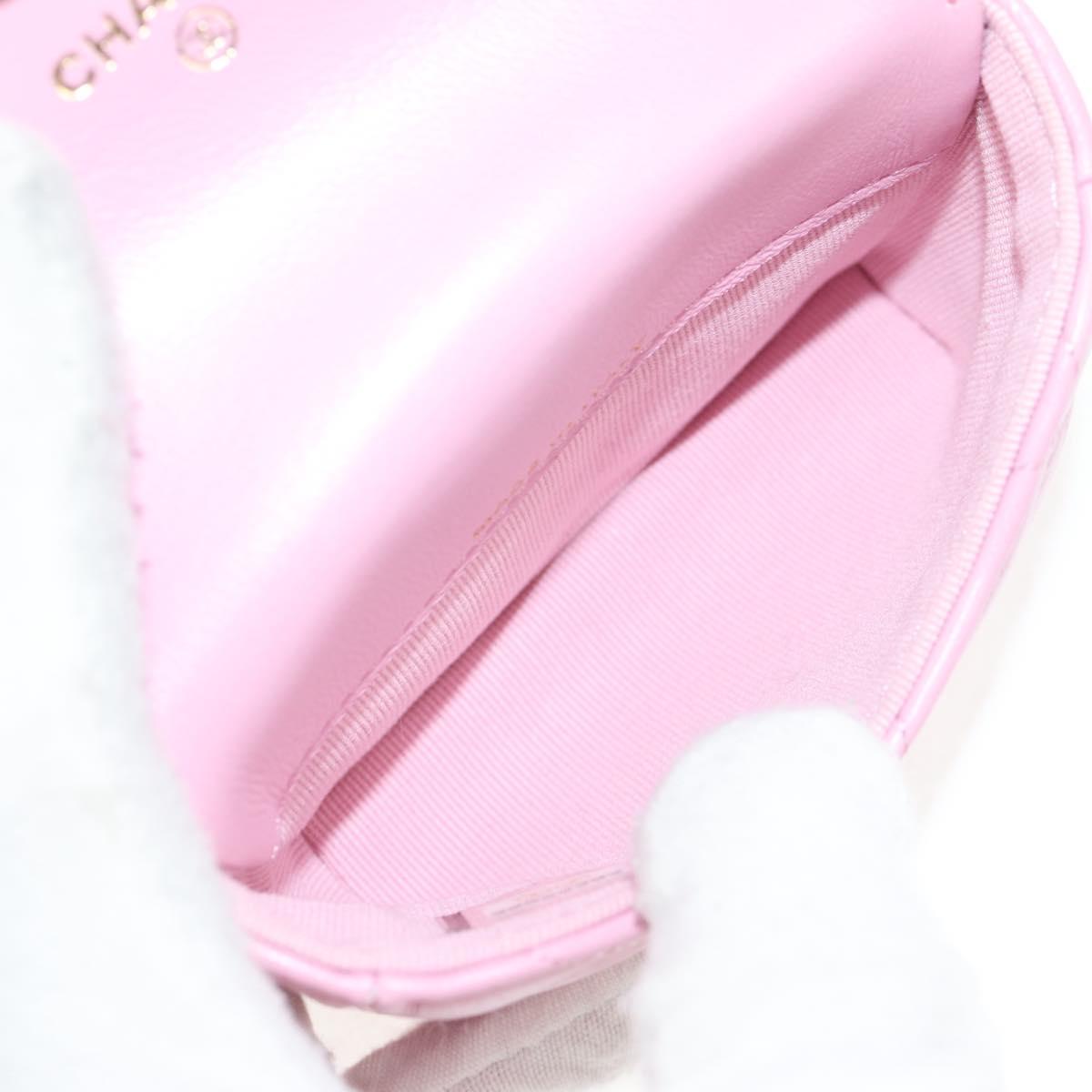 CHANEL Matelasse Chain Shoulder Bag Lamb Skin Pink Gold CC Auth 140756SAM