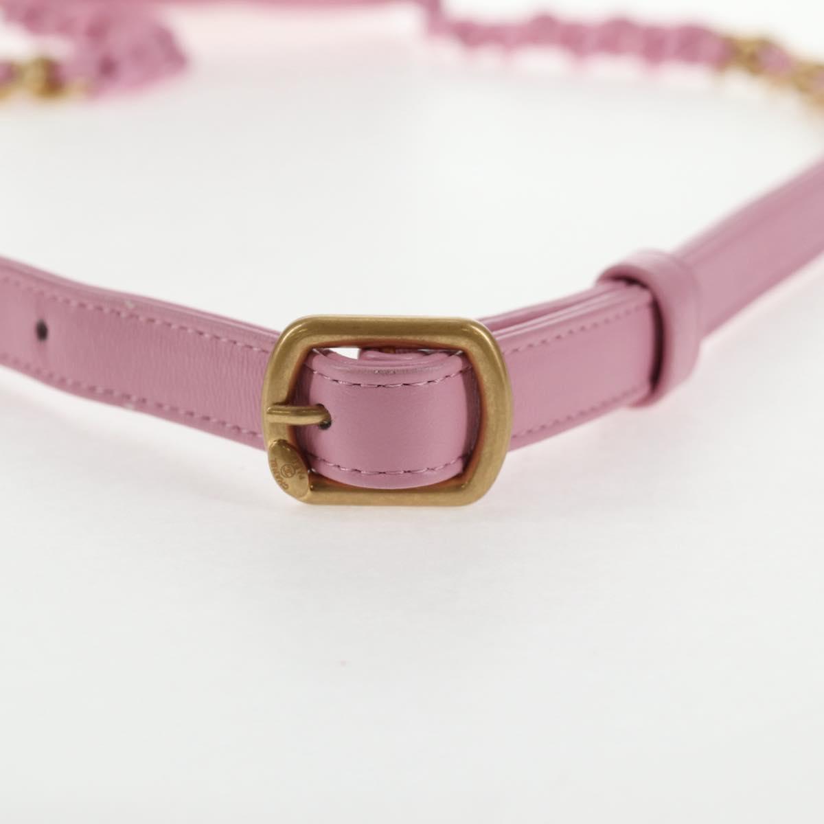 CHANEL Matelasse Chain Shoulder Bag Lamb Skin Pink Gold CC Auth 140756SAM