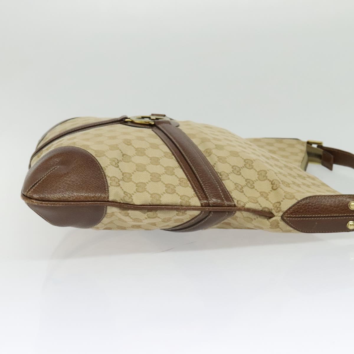GUCCI GG Canvas Shoulder Bag Beige Gold 115568 Auth 140785