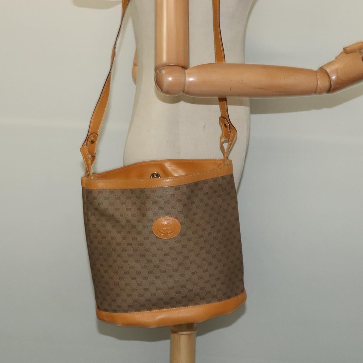 GUCCI Micro GG Supreme Shoulder Bag PVC Beige Gold 001 14 0934 Auth 140786