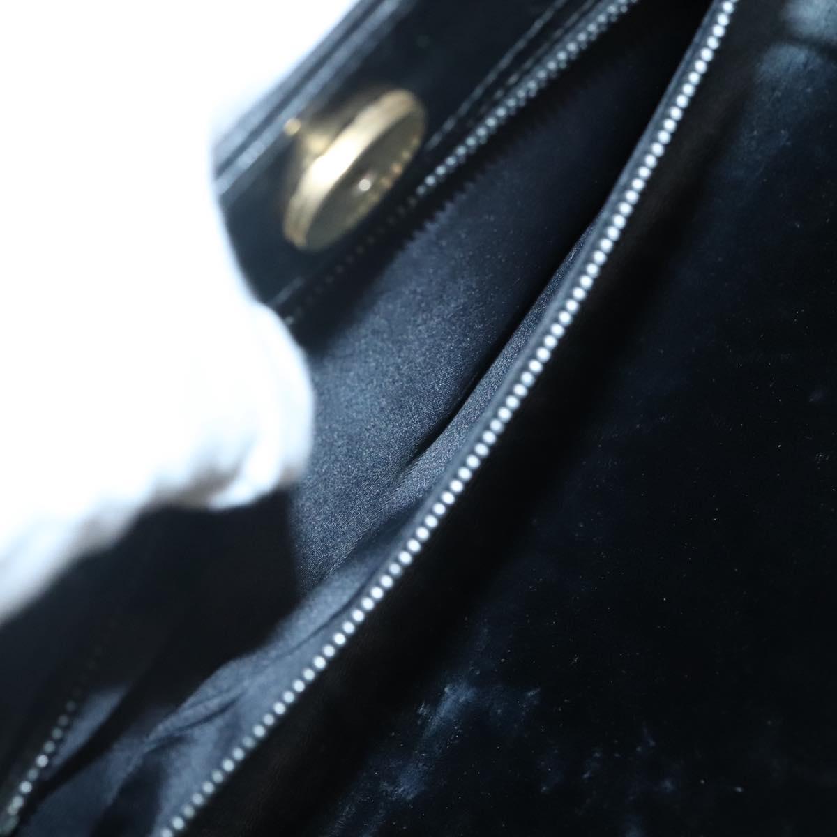 GUCCI Chain Shoulder Bag Suede Black Gold Auth 140787