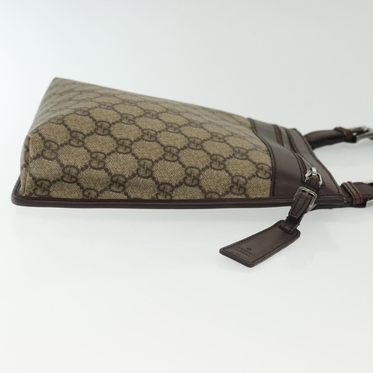 GUCCI GG Supreme Shoulder Bag PVC Beige Silver 92562 Auth 140791