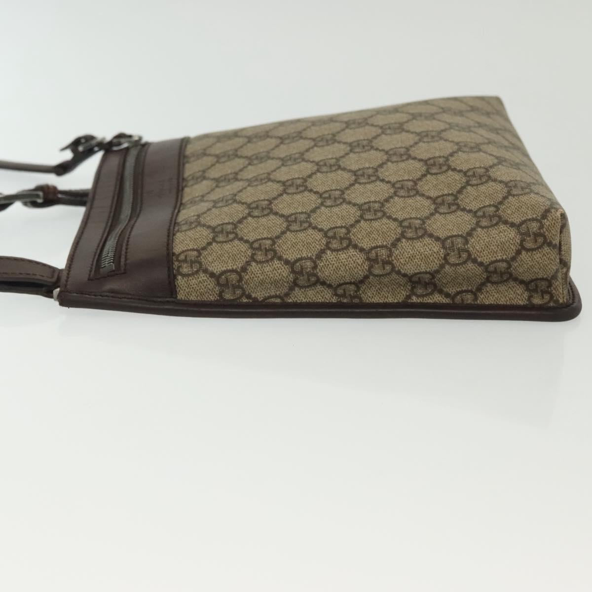 GUCCI GG Supreme Shoulder Bag PVC Beige Silver 92562 Auth 140791