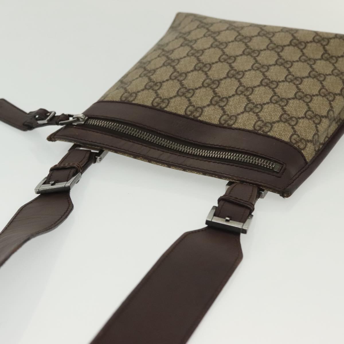 GUCCI GG Supreme Shoulder Bag PVC Beige Silver 92562 Auth 140791