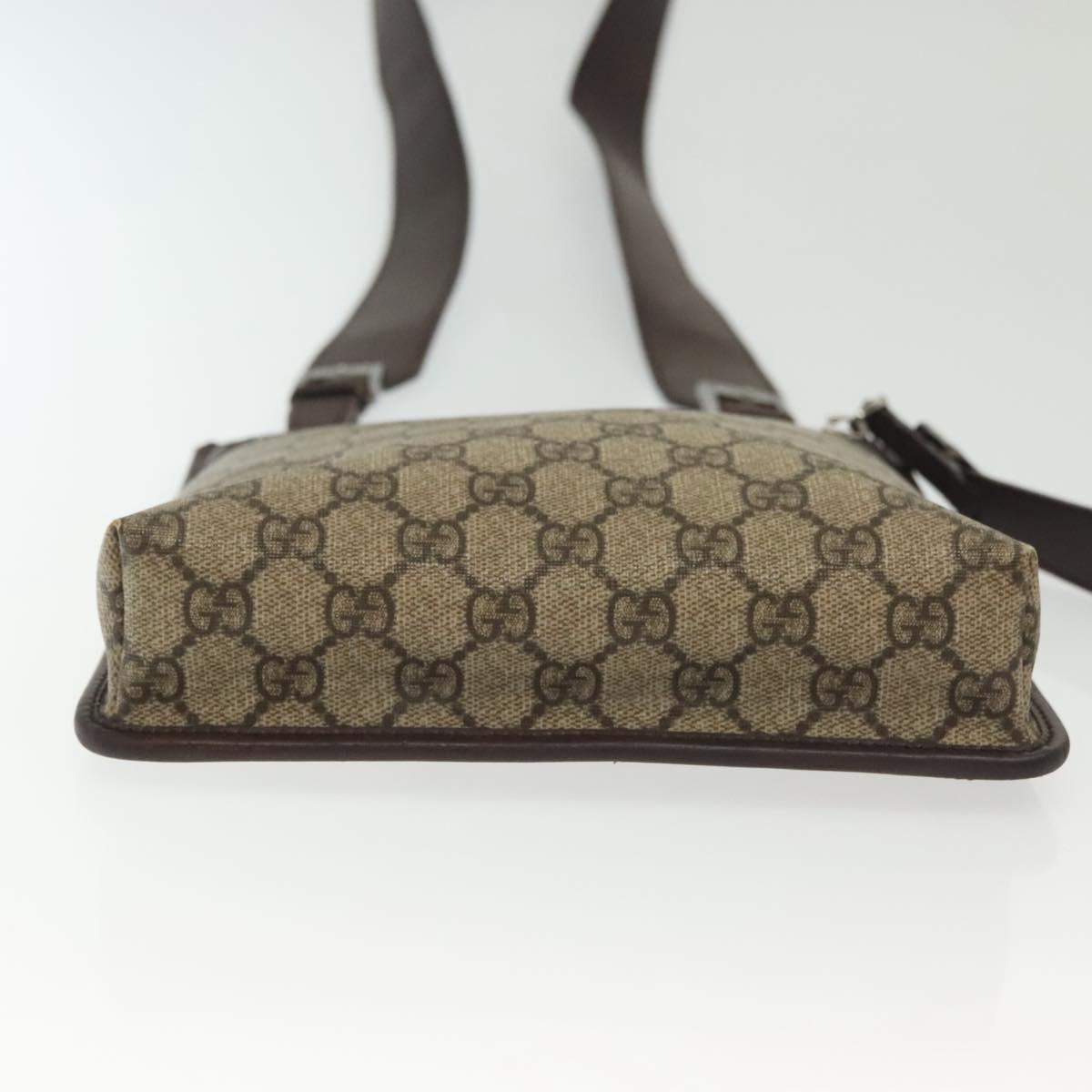 GUCCI GG Supreme Shoulder Bag PVC Beige Silver 92562 Auth 140791