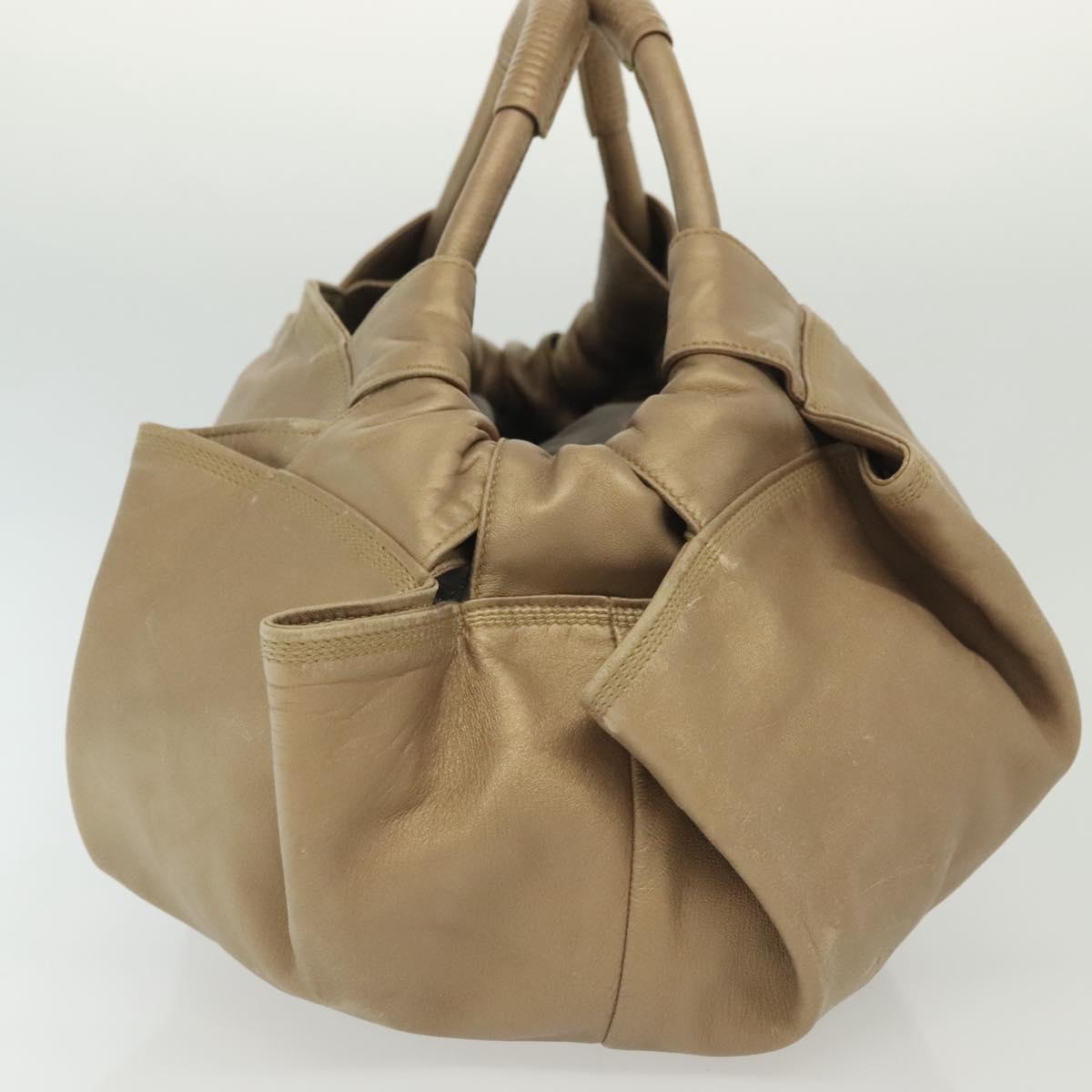 LOEWE Nappa Aire Hand Bag Leather Beige Gold Auth 140795
