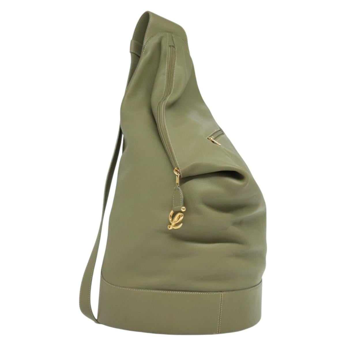 LOEWE Anton Shoulder Bag Leather Green Gold Auth 140796