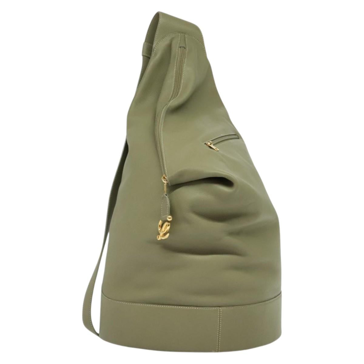 LOEWE Anton Shoulder Bag Leather Green Gold Auth 140796