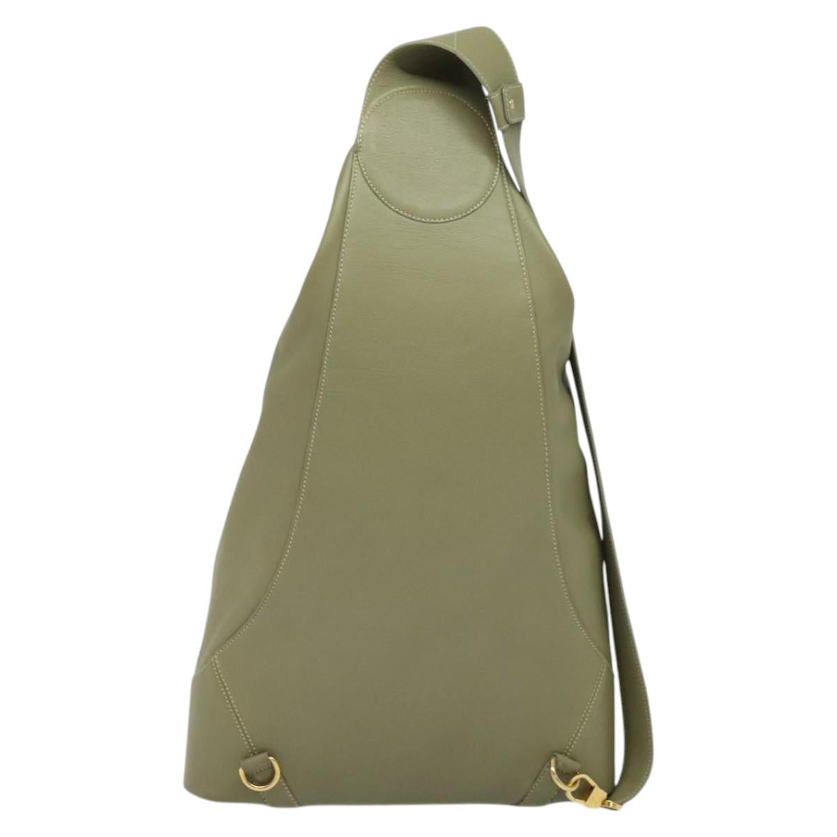 LOEWE Anton Shoulder Bag Leather Green Gold Auth 140796