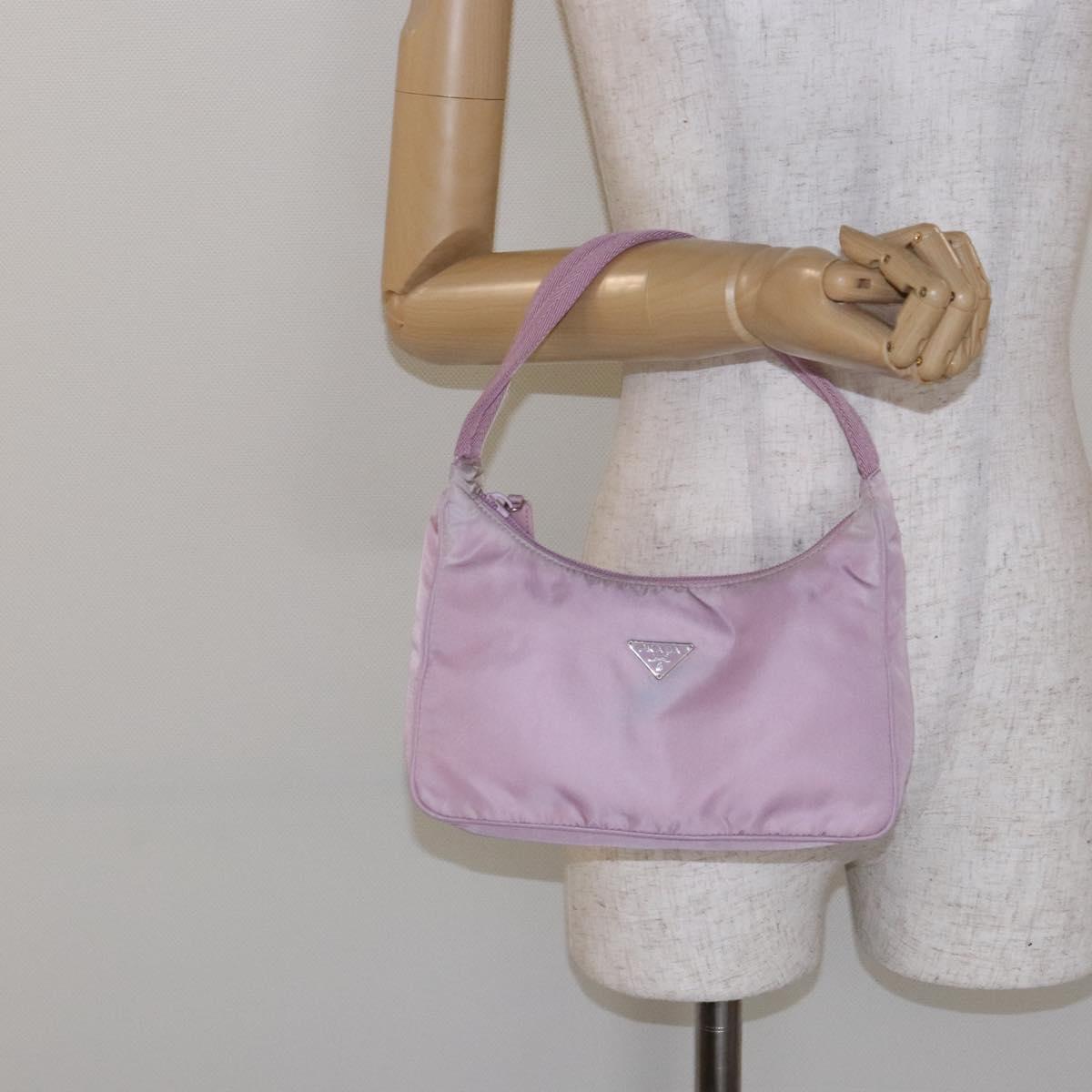 PRADA Hand Bag Nylon Pink Auth 140798