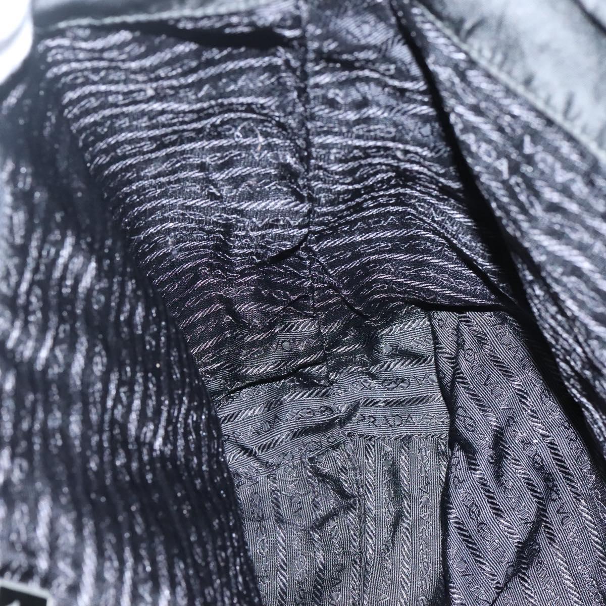 PRADA Tote Bag Nylon Black Silver Auth 140799