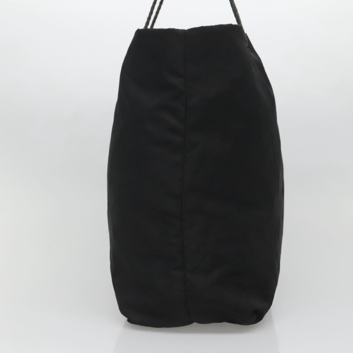 PRADA Tote Bag Nylon Black Silver Auth 140799