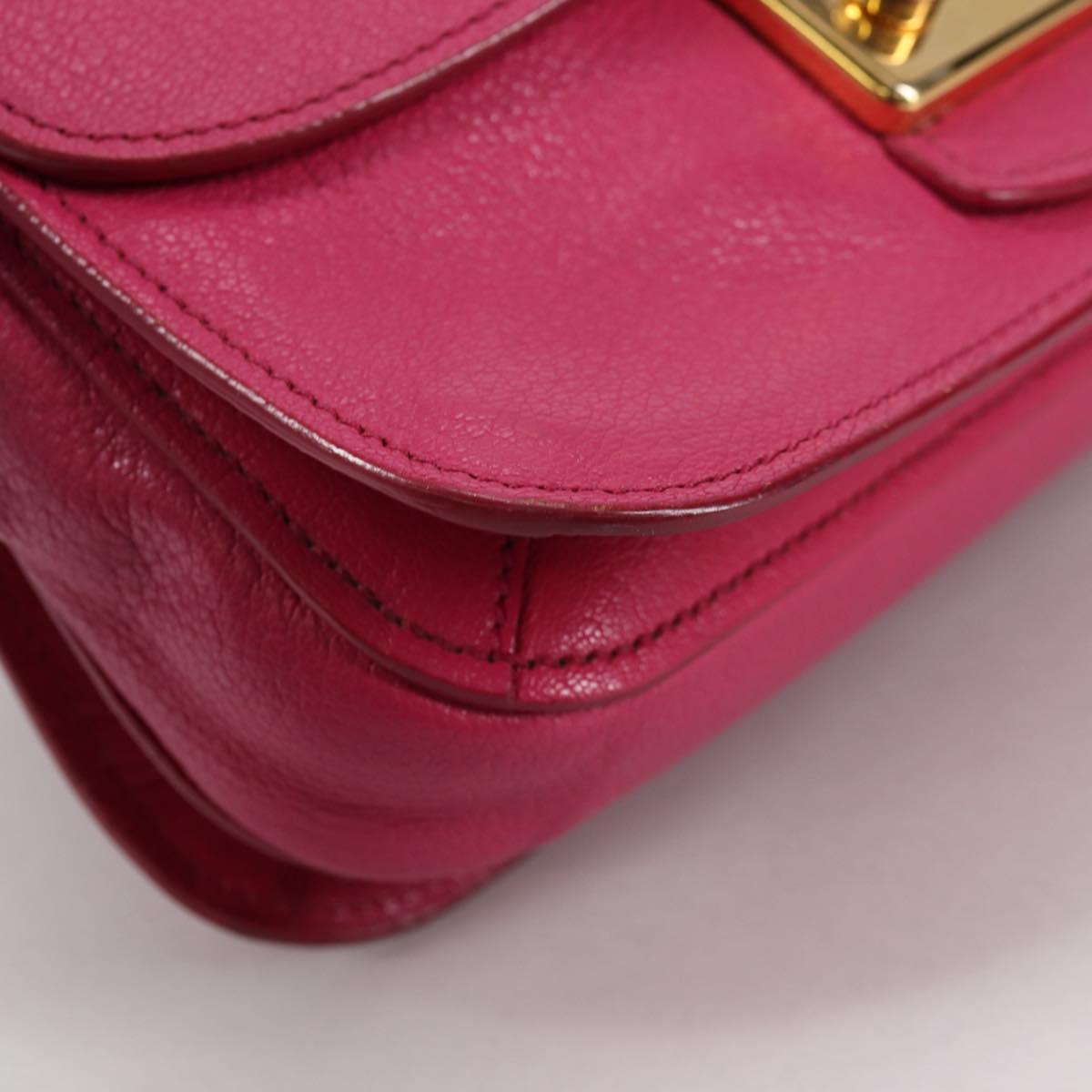 Miu Miu Hand Bag Leather 2way Pink Gold Auth 140807V