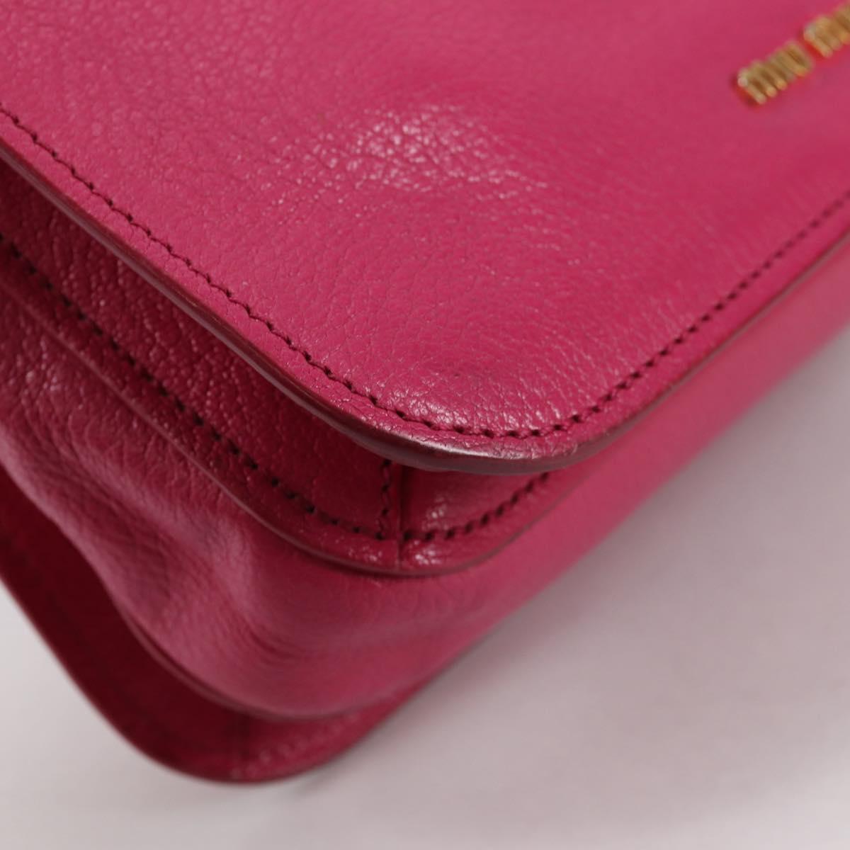 Miu Miu Hand Bag Leather 2way Pink Gold Auth 140807V