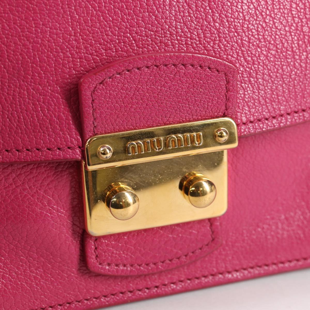 Miu Miu Hand Bag Leather 2way Pink Gold Auth 140807V