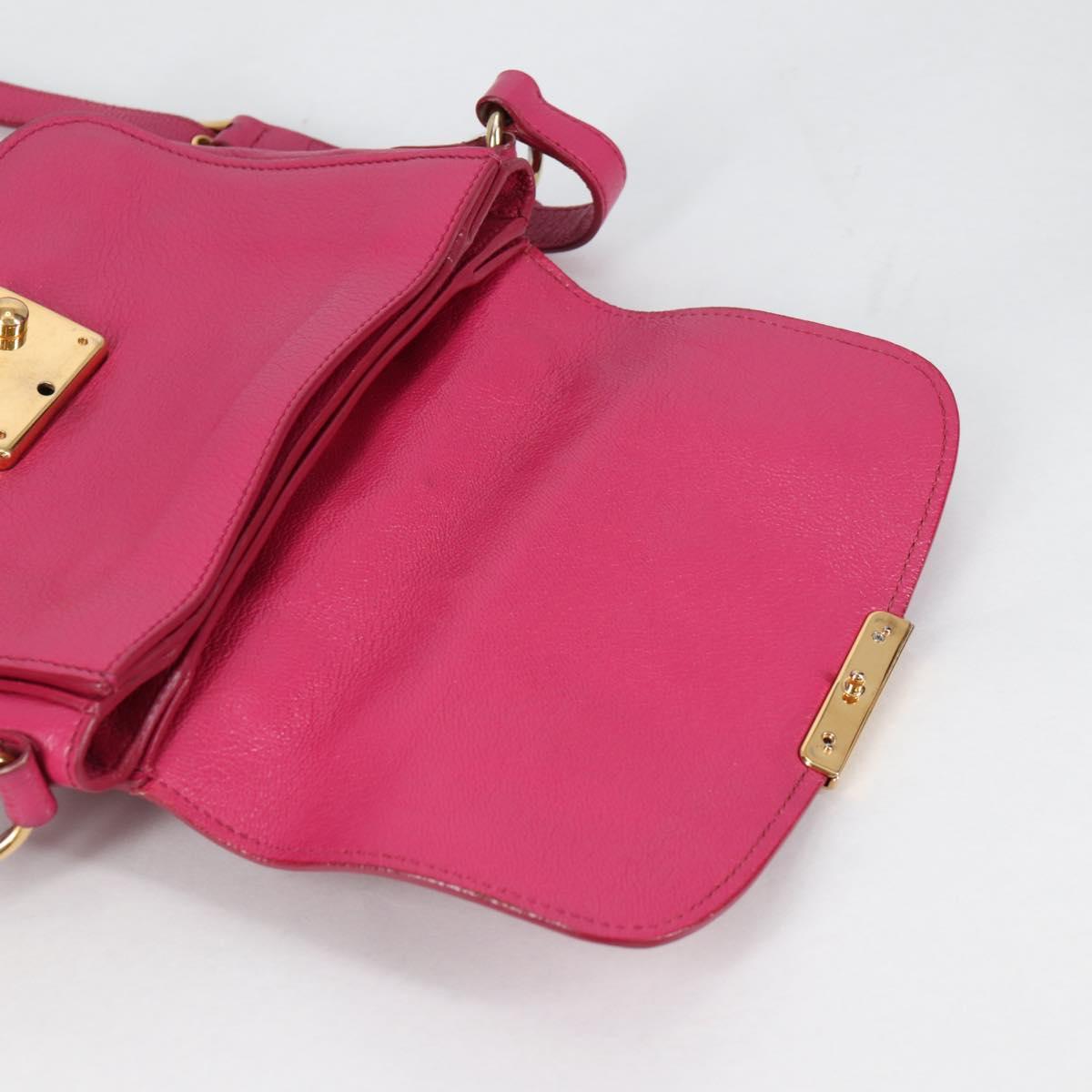 Miu Miu Hand Bag Leather 2way Pink Gold Auth 140807V