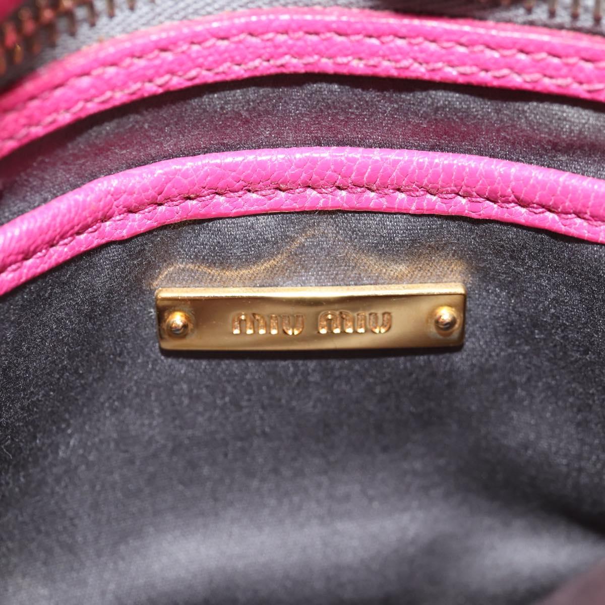 Miu Miu Hand Bag Leather 2way Pink Gold Auth 140807V
