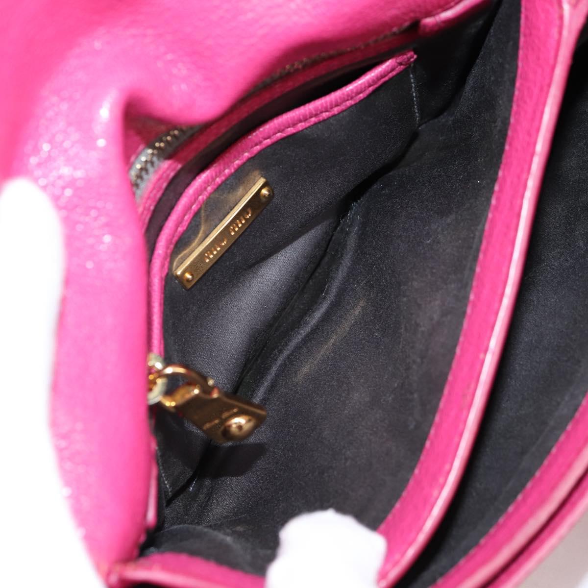 Miu Miu Hand Bag Leather 2way Pink Gold Auth 140807V
