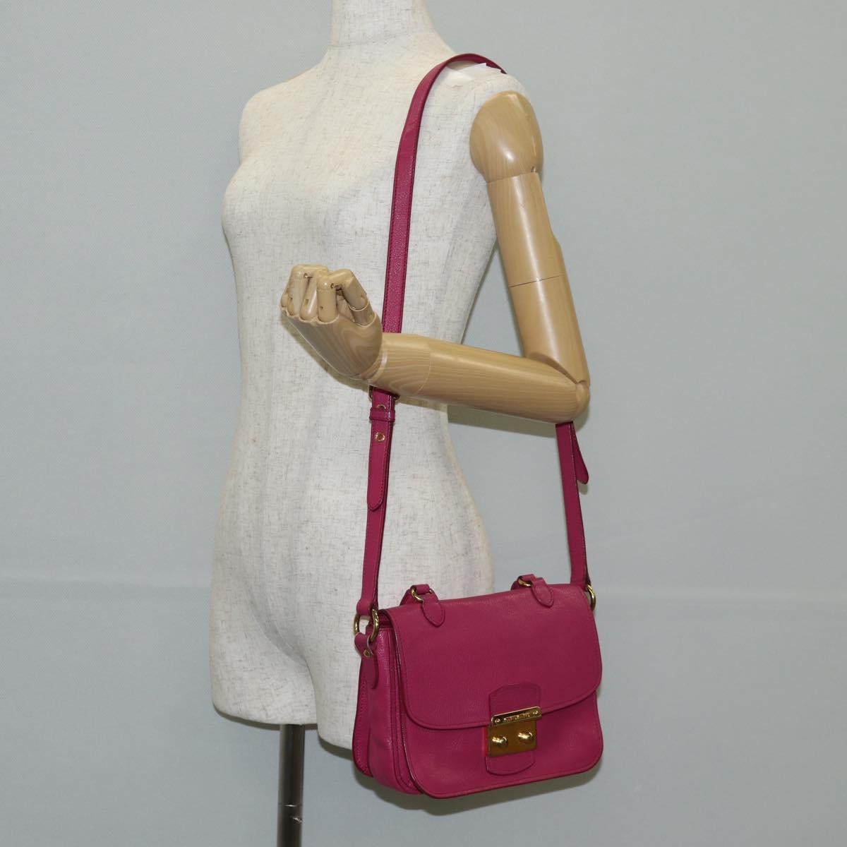 Miu Miu Hand Bag Leather 2way Pink Gold Auth 140807V