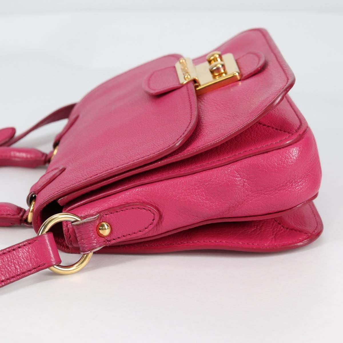 Miu Miu Hand Bag Leather 2way Pink Gold Auth 140807V